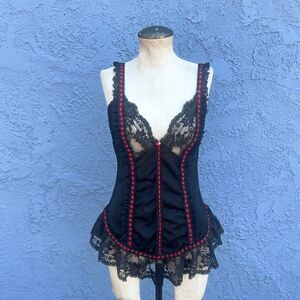Vintage Lingerie 80s Toscca Black and red Nightie whimsygoth
